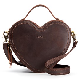S-ZONE Leather Crossbody Bags for Women Heart Shaped Purse Small Designer Fashion Handbag with Adjustable Strap