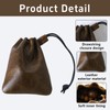 CZXCV Cowhide Leather Drawstring Pouch, Secure Small Leather Coin Purse