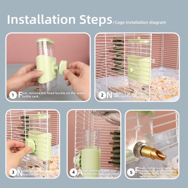 HardcorePet Chinchilla Guinea Pig Water Bottle, Parrot Automatic Drinking Device,