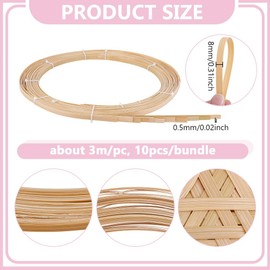 NBEADS 30m Bamboo Strips, 8mm Wide Flat Wicker Rattan Webbing Basket Weaving Materials DIY Basket Rattan for Basket Making Webbing Furniture Weaving DIY Crafts