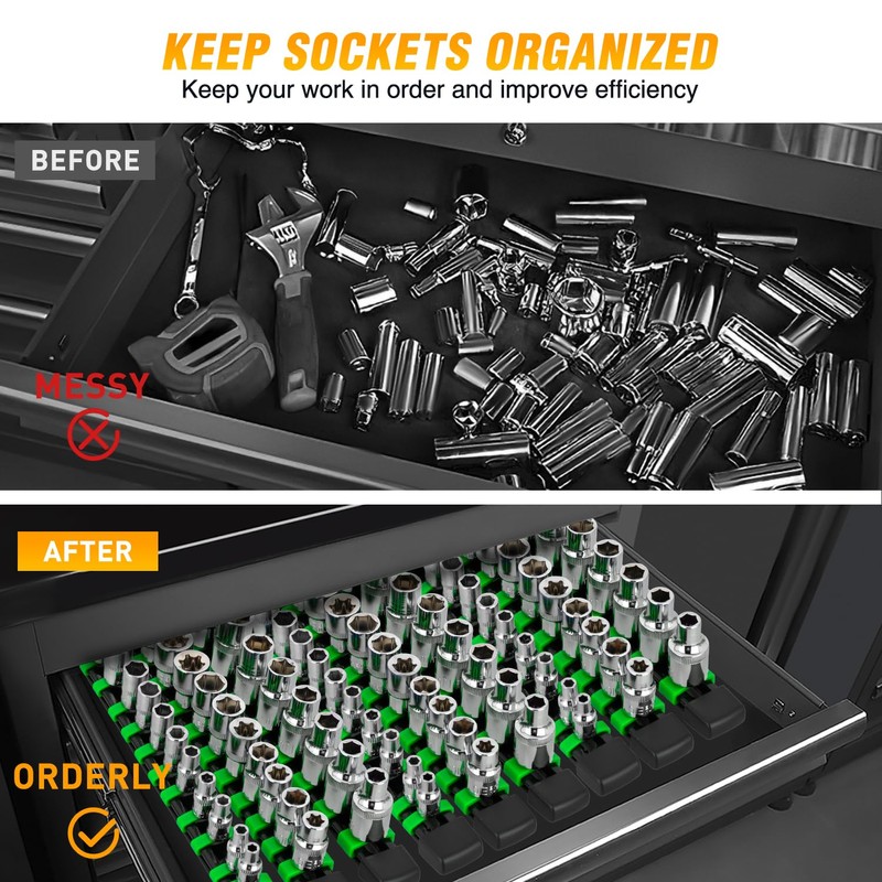 GOOACC Socket Organizer ABS Socket Holder Set 1/4" 3/8" 1/2"