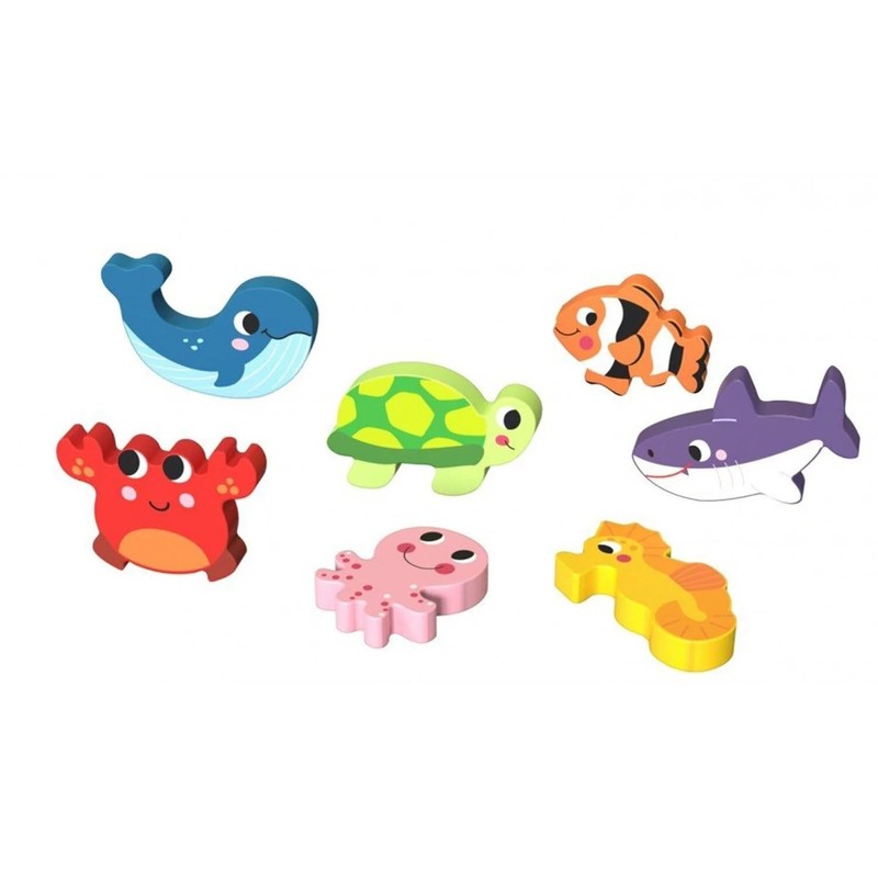 Tooky Toy Rompecabezas de Madera de Animales Marinos con Diferentes