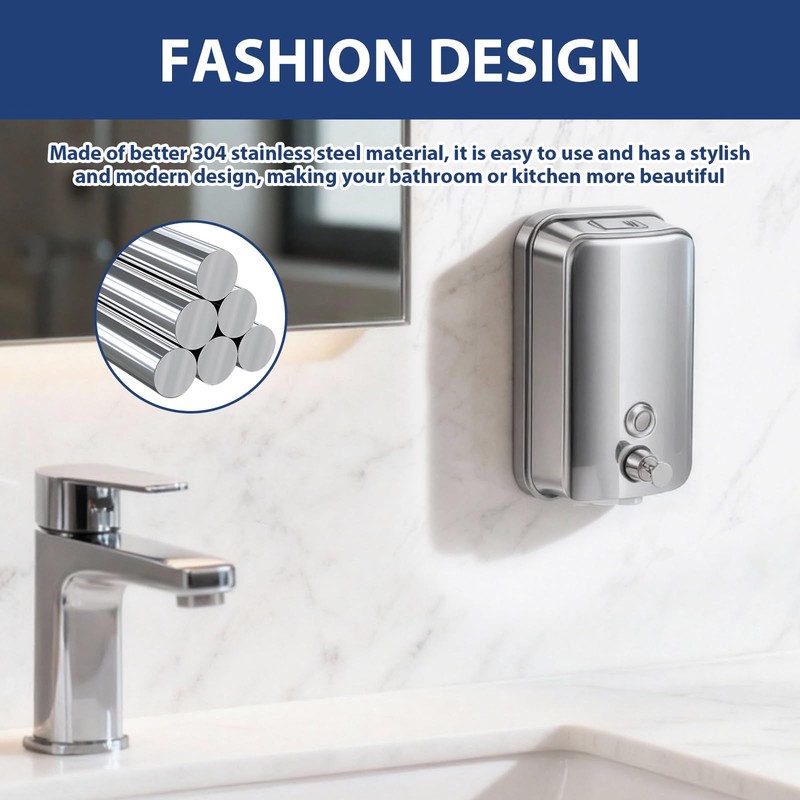 2 Pack Commercial Soap Dispenser Wall Mount, 1000ml/35 fl oz