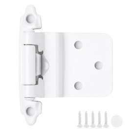 40 Pack 20 Pair White Cabinet Hinges - 3/8 inch Inset Kitchen Cabinet Hinges, Semi-Concealed Hinges, Self Closing Cabinet Door Hinges with Door Bumper Flush Face Mount Cupboard Hardware