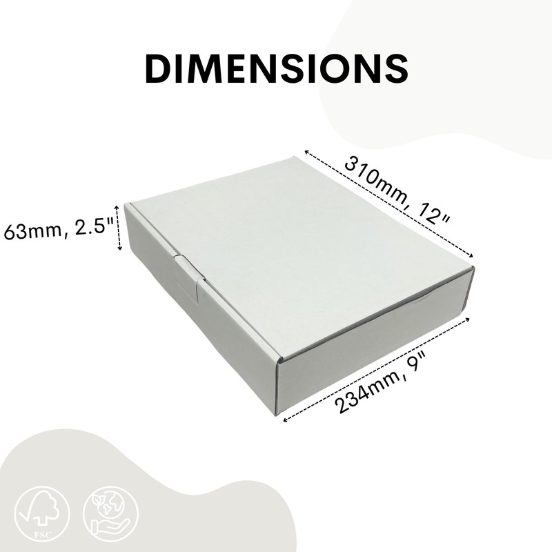 W.E. Roberts Postal Boxes White Cardboard boxes for posting 31x23.4x6.3cm