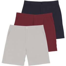 Real Essentials Paquete de 3: pantalones cortos de golf para hombre de 7 pulgadas, bolsillos delanteros planos, casual, trabajo, entrenamiento, senderismo, deportes, Set 5, 3X-Large