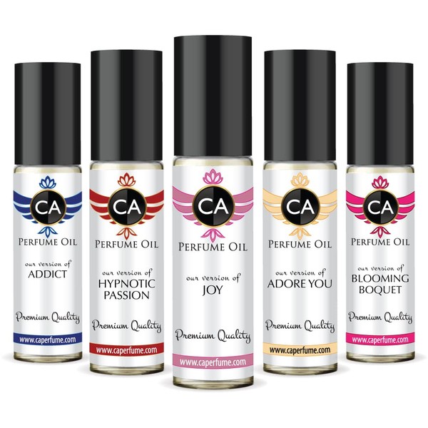 CA Perfume Designer Discovery Set For Women Impression Of (Addict, Hypnotic Passion, Joy, Adore You, Blooming Bouquet) Long Lasting Fragrance Body Oil 10ml x 5