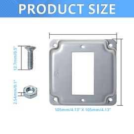 XGGYA 4" Square Decorator Switch Metal Electrical Box Cover,2 Gang Industrial Cover for Exposed Work,1/2”Raised,Galvanized Steel,Easy Installation,1 Pack