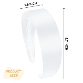 ACO-UINT 4 Pack White Headbands for Women, Satin Head Bands for Women's Hair Wide Headbands, Non-silp Thick Headbands 70s Hair Accessories for Women