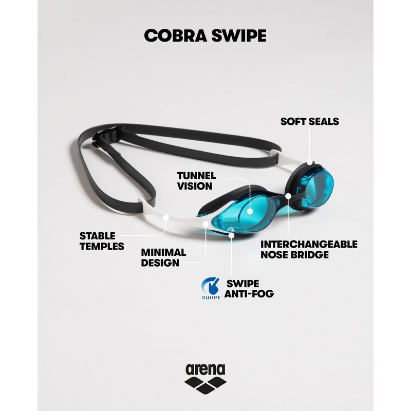 arena Unisex Cobra Swipe Racing Goggles, LIGHTBLUE-BLUE, One Size