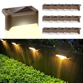 Lioclsx Luces solares para terraza al aire última intervensión, paquete de 16 luces solares para valla impermeables para escaleras, escalones, jardín, patio, cama de flores y patio, blanco cálido