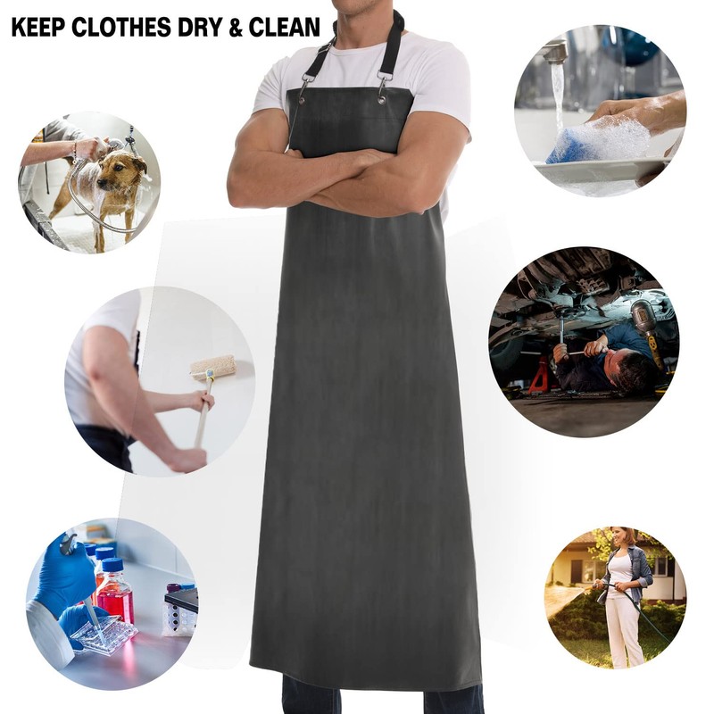 Thick Waterproof Rubber Black Vinyl Apron for Men 39" Heavy