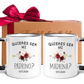 WFFW Madrina y Padrino Proposal Mug gift Set Est 2026, Quieres Ser Mi madrina & quieres SerMi padrino mug, padrinos madrinas proposal Engagement Wedding Mugs Gift set for Godparent-324
