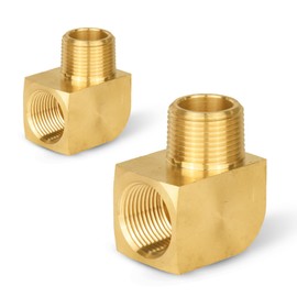 2PACK GUOFIS Brass Pipe Fittings-90 Degree Barstock Street Elbow,3/4" Female NPT X3/4" Male NPT Elbow