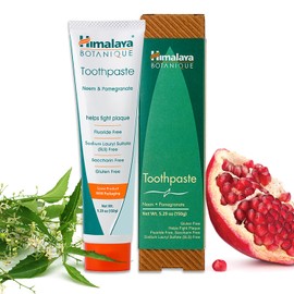 Himalaya Botanique Neem & Pomegranate Toothpaste, Original Formula for Brighter Teeth and Fresh Breath, 5.29 oz