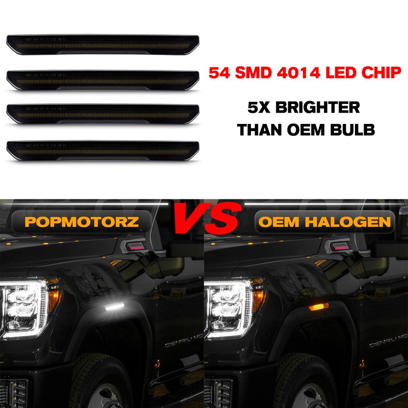 POPMOTORZ 4PCS LED Fender Side Marker Light for 2020-2023 GMC