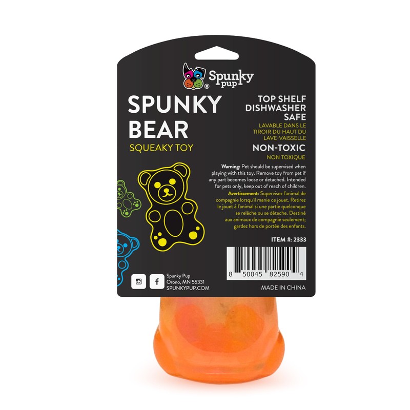 Spunky pup Spunky Bear Interactive Squeaky Dog Toys - Gummy