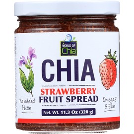 World of Chia Standard Chia Spread - Strawberry Natural, Plant Based, Gluten Free, Vegan, Omega3, Kosher, NON GMO Verified, Made with Local Fruit & Non Refined Cane Sugar, 10.6 Ounce 3 Pack