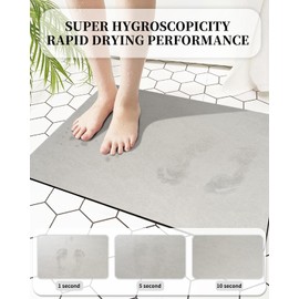 YOULTTAN Quick Dry Bath Mat 24"x16" - Absorbent, Soft, Anti-Slip, Easy Clean, Modern Design with Non-Slip Rubber Back - Perfect for Home Safety and Style, Dark Grey