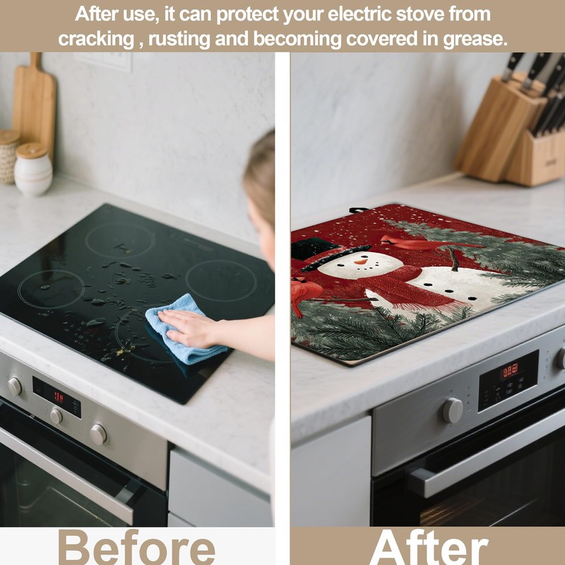Stove Top Covers for Electric Stove,Christmas Snowman Cardinal Stove Top