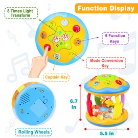 Aboosam Baby Toys 6 to 12 Months - Musical Learning Infant Toys 12-18 Months - Babies Ocean Rotating Light Up Toy for Toddlers 1 2 3+ Years Old Boys Girls Baby Gifts