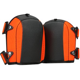 TUFFWORX Professional Knee Pads with Adjustable Straps, Heavy Duty Foam Padding, Black and Orange