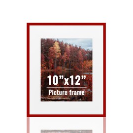 shihuakou1.1 10x12 Red Metal Picture Frames with Mat - Display 8x10 Photo or 6x8 Photo - Acrylic Sheet Covering Wall Versatile Colorful Metal Frames - 10x12 Poster