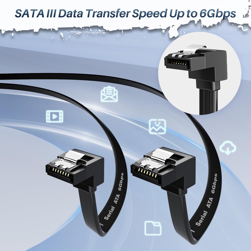 SATA Cable III 0.6FT (2-Pack), 7-Pin 90 Degree Right Angle