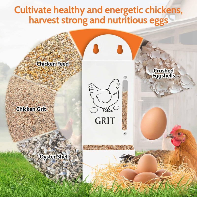 2Pack Chicken Grit and Oyster Shell Feeder, Poultry Feeder with