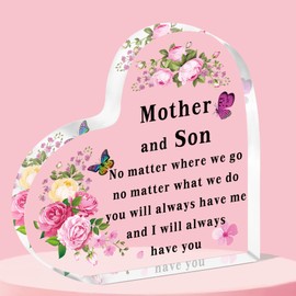 QMVMV Gifts for Mum Heart-Shaped Acrylic Plaque Mum Gifts from Son Birthday Thanksgiving Mother's Day Gift for Mother