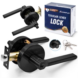 ANNFUZ Entry Push Button Non-Handed Locking/One-Touch Opening,Interior/Exterior Extended Door Handle with Keys,Reversible Left & Right, ADA-Compliant,Entrance Lever Lock for Office,Bedroom,Bathroom