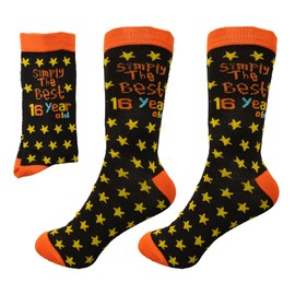 SHATCHI SHATCHI (13,16,18,21,30,40,50,60 Novelty Socks for Birthday Keepsake Gift Unisex For Her Him, Simply The Best 16 Year Old, One Size