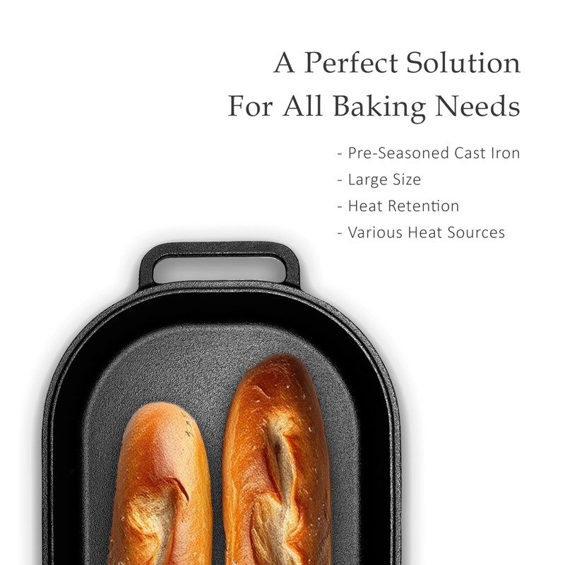 Cuisiland Large Heavy Duty Pre-seasoned Cast Iron Bread & Loaf