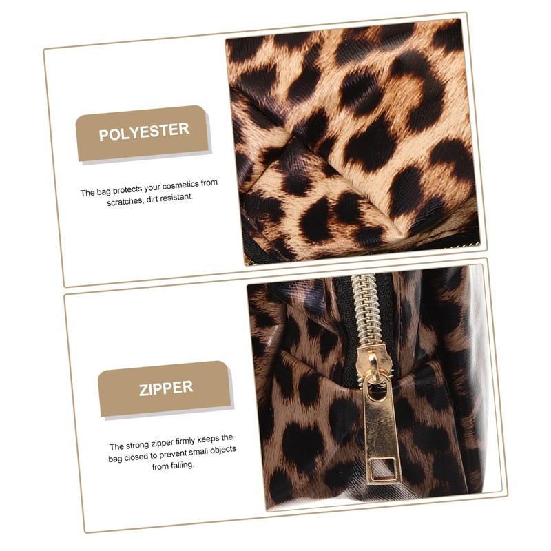 Healeved 4pcs Leopard Travel Cosmetic Bag Large Capacity Makeup Pouch