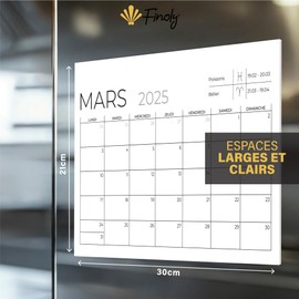 Finoly - France Magnetic Calendar Fridge - Calendar 2025 Fridge - Monthly Calendar Oct 24 to Dec 25 - Calendar Planner - Calendar 2025 Fridge - Magnetic Calendar (Minimalist)