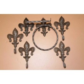 Stoneledge Investments Vintage Style Fleur De Lis Bathroom Hardware Set Cast Iron, Southern Bath 6