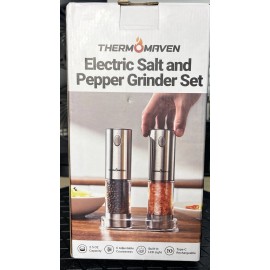 Kitchen Guru 2 Pack Premium Lithium Powered Rechargeable Electric Salt & Pepper Grinder Set