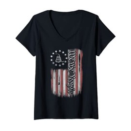 Womens Betsy Ross Gadsden We The People Flag T-shirt V-Neck T-Shirt