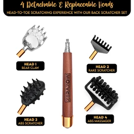 ZERAZOW® Telescoping Back Scratcher 9Pcs Set Includes | Backscratcher for Men Women with 3 Detachable Heads | Scalp Head Massager | Back Massage Tool | Acupressure Finger Rings | UK Brand