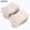 100 bolsas de muselina 100% algodón con cordón para jabón,