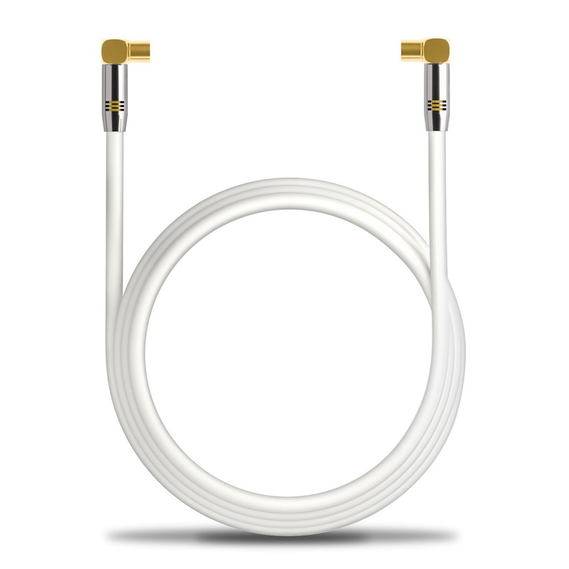 deleyCON TV Cable Plug 90°/Jack 90° Gold-Plated, White