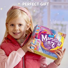 Klever Kits Klever Kits Wasser Marmorierfarbe für Kinder,Magic Marbling Paint Art für Mädchen ab 6-12 Jahren,Marbling Paint Kit für Jungen,Bastelsets für Aktivitäten,Geburtstagsgeschenk