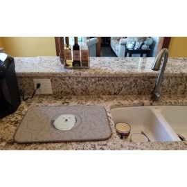 Caroline's Treasures CK2199DDM Old English Sheepdog In the Kitchen Dish Drying Mat Absorbent Dish Drying Mat Pad for Kitchen Counter Dish Drainer Mat for Countertop, 14 x 21", Multicolor