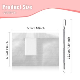 Soodyoow 200 Pcs Foil Nail Wraps, Nail Foils for Gel Nails, Gel Nail Remover Aluminium Wraps, Nail Foil Aluminium Wraps Remover with Lint-Free Cotton Pads for Manicure with 1Pcs Cuticle Pusher
