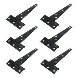 T Hinges 5 Inch Mcredy Hinges for Kitchen Cabinets Heavy Duty Black T-Strap Hinge Hardware for Shed Gate Door Barn Yard Pack of 6