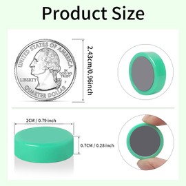 QOJOPU Pack of 20 Strong Magnets for Magnetic Board, Whiteboard & Fridge - Round Mini Fridge Magnets - Small Magnets Strong Hold - Decorative Board Magnets for Notice Board, Office, Household (Green)