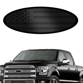 Ford Front Grill Emblem, 9 Inch Black American Flag Oval Front Grille Tailgate Decoration Emblem for Ford F150 F250 F350 Edge Explorer Ranger Expedition 2004-2016, Exterior Car Badge Accessories