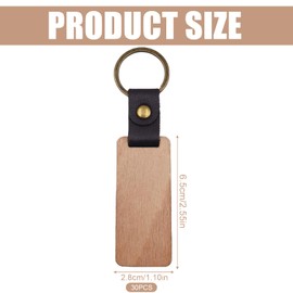 VEGOATY Pack of 30 Wooden Key Fob Blanks Wooden Keychain Key Ring Blank Writeable Key Ring Blanks Wood for Decoration, Gifts, Key Ring