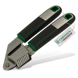 CHEFKOCH Premium Garlic Press - Ideal for Pressing Garlic & Co - Modern Design and Easy Cleaning - Galvanised Press Mechanism, Length: 19 cm