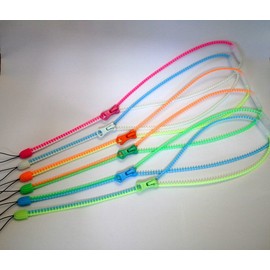 YKK Luminous Zipper Neck Strap, Zipper Strap, Safety Parts Included (13.8 inches (35 cm), For Kids, Blue x Yellow) Combi, Long, blue/yellow